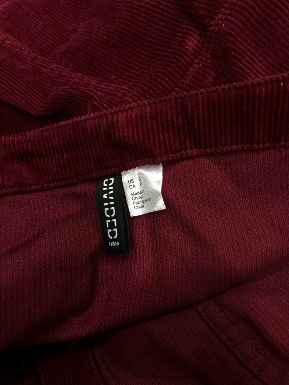 H&M Burgundy Corduroy Mini Dress Size Small - Picture 7 of 7